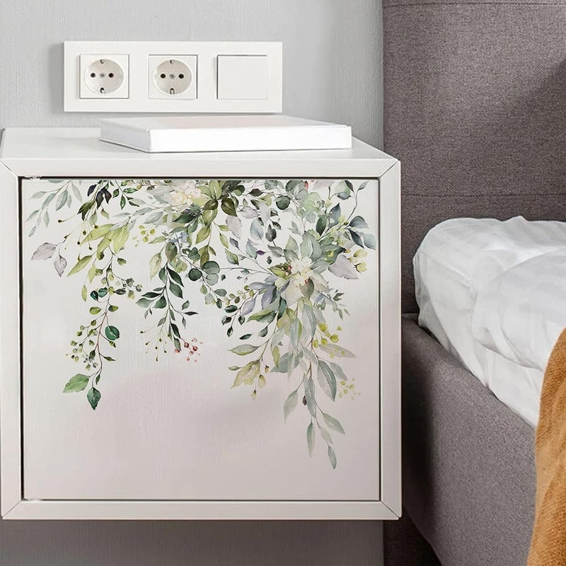 Katartizo Green Plant Leaves Flowers Toilet Seat Lid Stickers Self-Adhesive Bathroom Wall Stickers Green Leaf Floral Toilet Lid Decals DIY Removable Waterproof Toilet Sticker for Bathroom Cistern Decor - Image 5